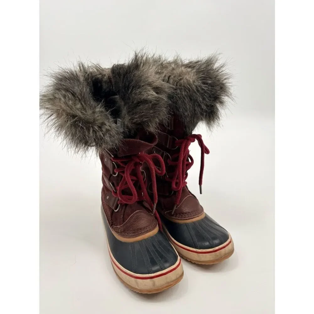 Sorel | Maroon Joan of arch Suede Faux Fur Winter Boots